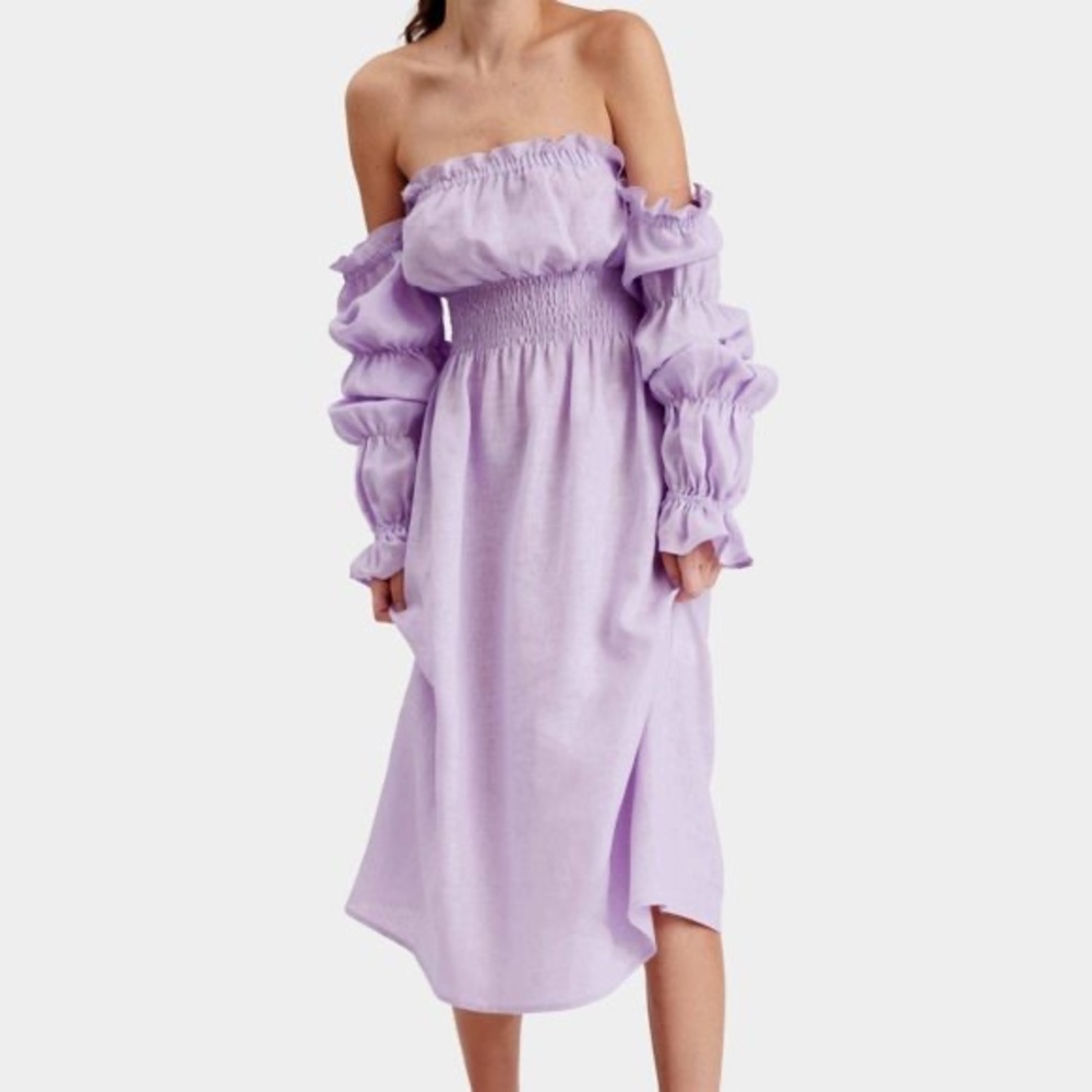 SLEEPER MICHELIN LINEN DRESS IN LAVENDER (size M)